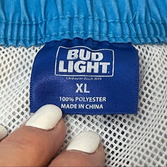 Bud Light Men’s Blue Swimming Trunks with Built in Mesh Briefs Size XL - Picture 8 of 9